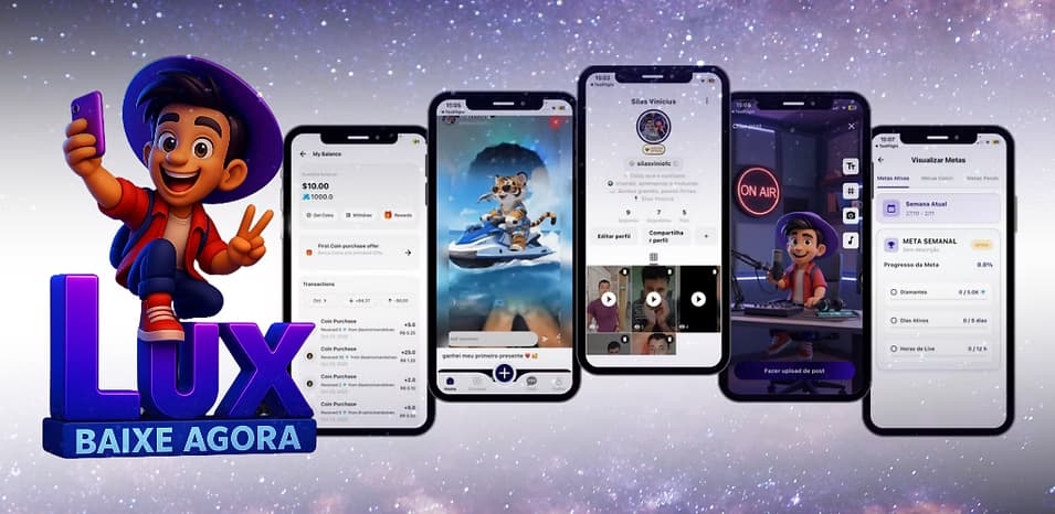 Telas reais do aplicativo Lux Live