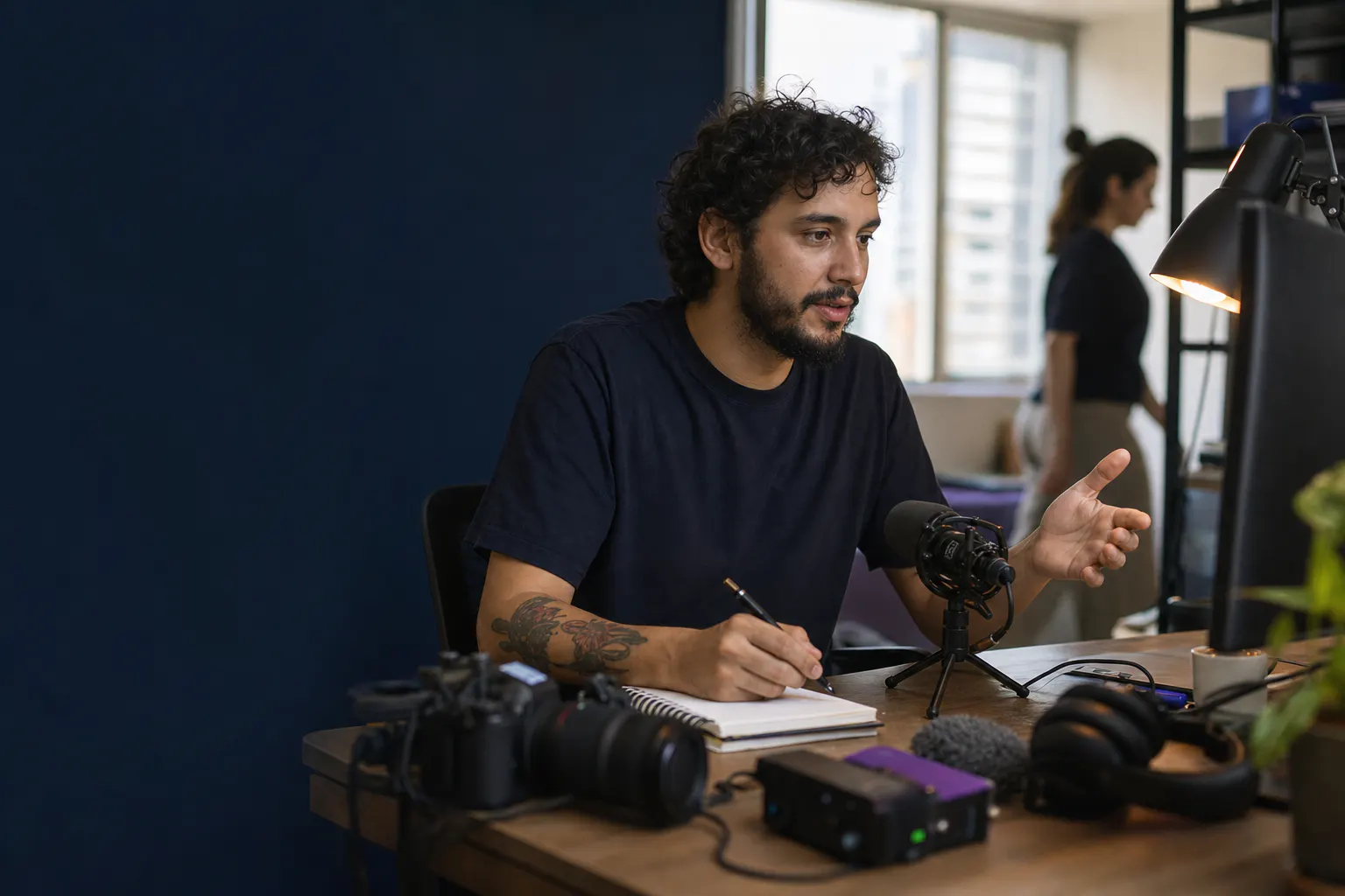 Especialista orienta um criador durante um atendimento técnico